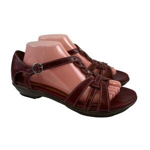Dansko Calliope Sandal Red Leather Ankle Buckle Strap Flat Comfort Women 41 10.5